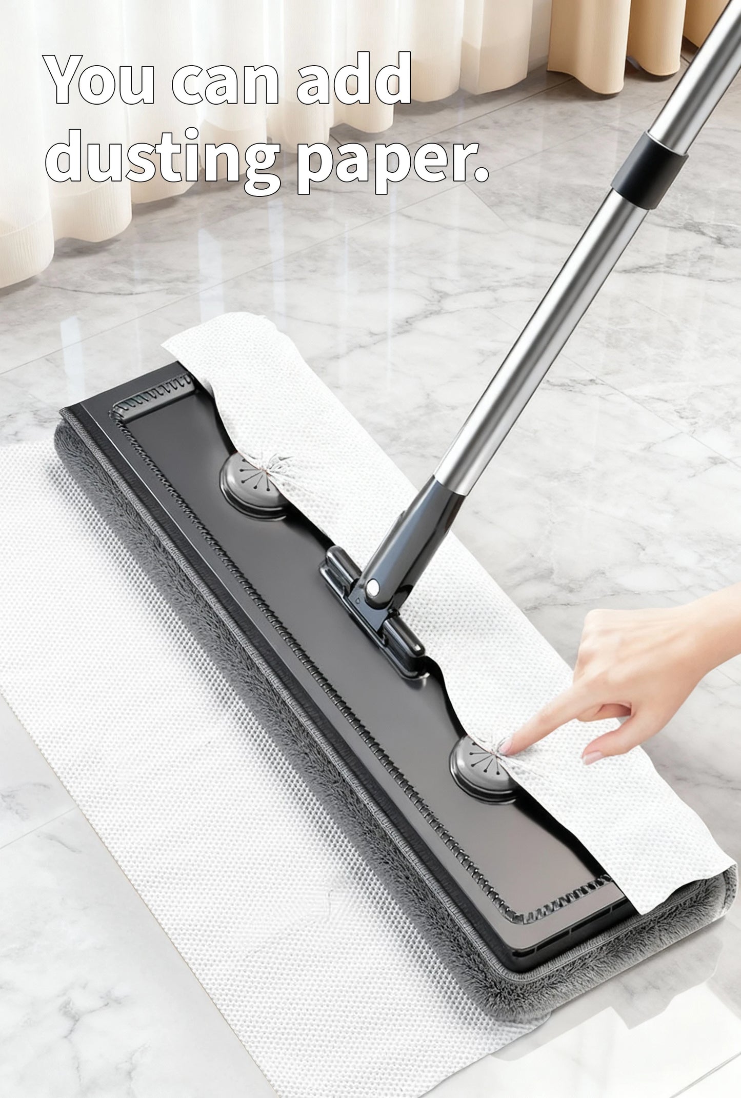 Joybos Space-Saving Slim Mop Bucket Set (Only 5.3" Wide), Self-Wringing Flat Mop with Built-in Hair Scraper & Anti-Tipping Suction Base, Includes 2 Washable Pads