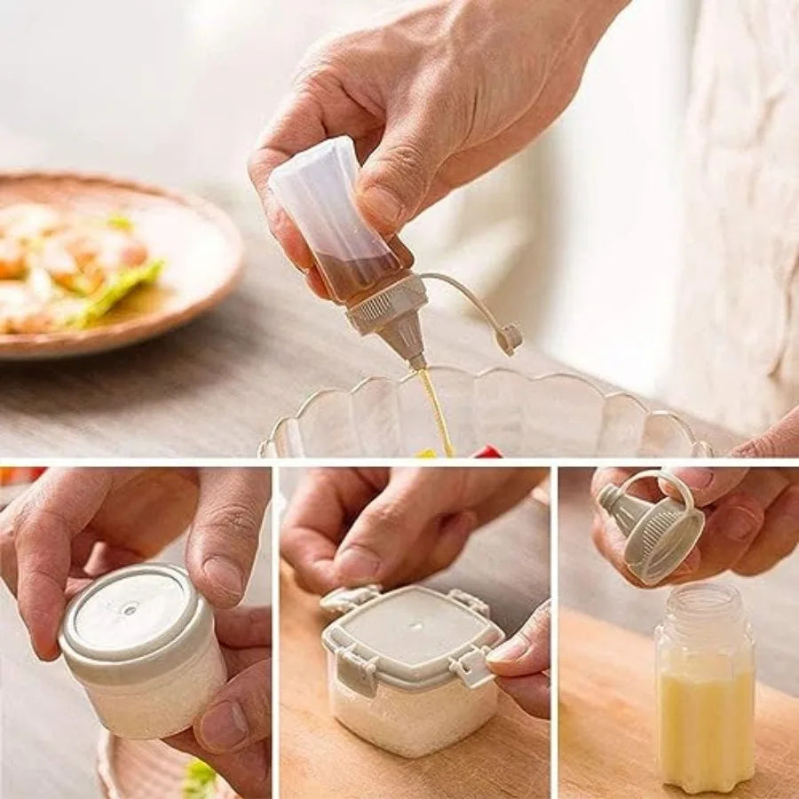 4pcs Mini Jam Squeeze Bottle Jar Sae Seasoning Box with Lid Squeeze Bottle Portable PP en Easy Clean Spices Storage Container