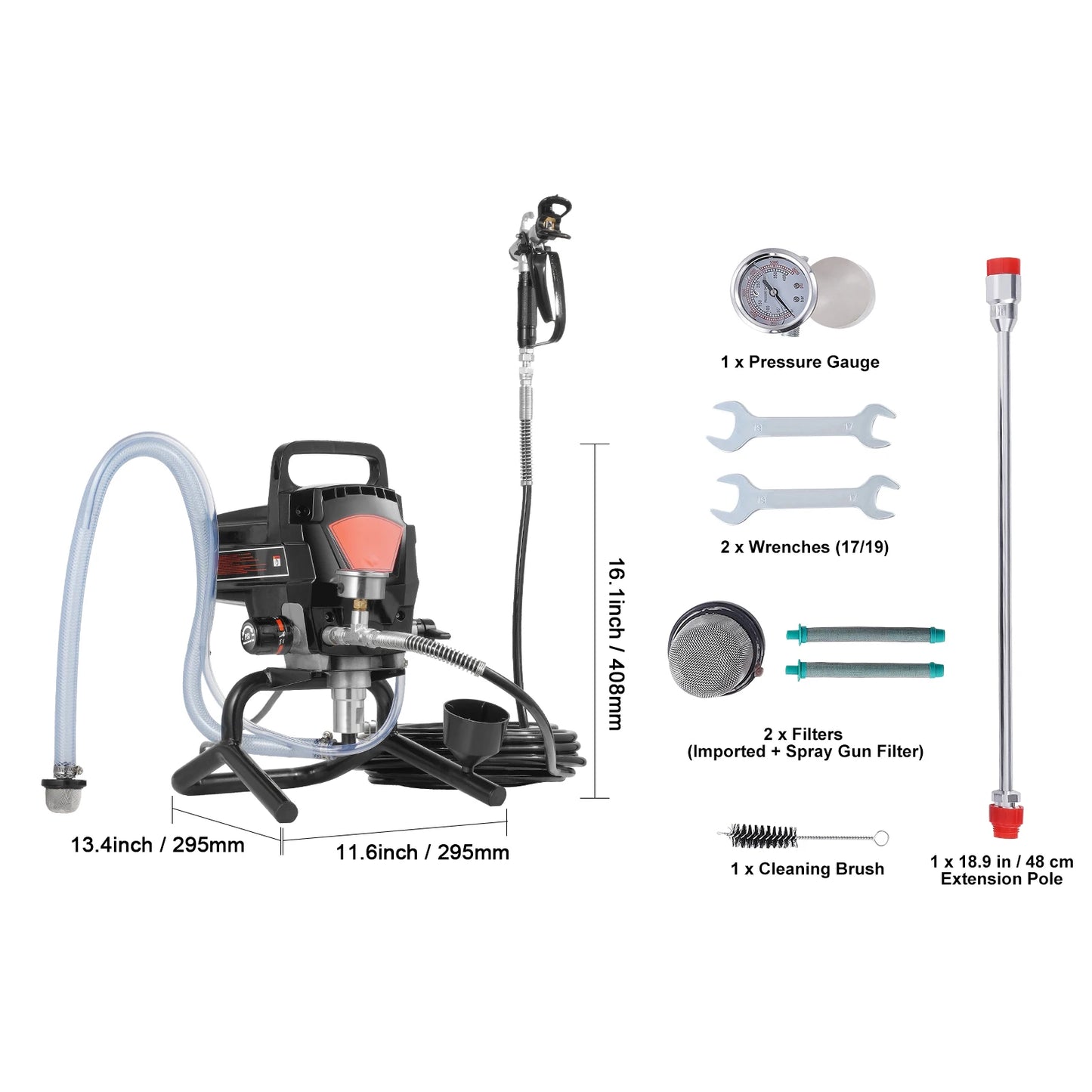 SucceBuy 750W 950W Airless Paint Sprayer 3000PSI High Efficiency Electric Airless Sprayer Handheld Paint Sprayers Home Interior