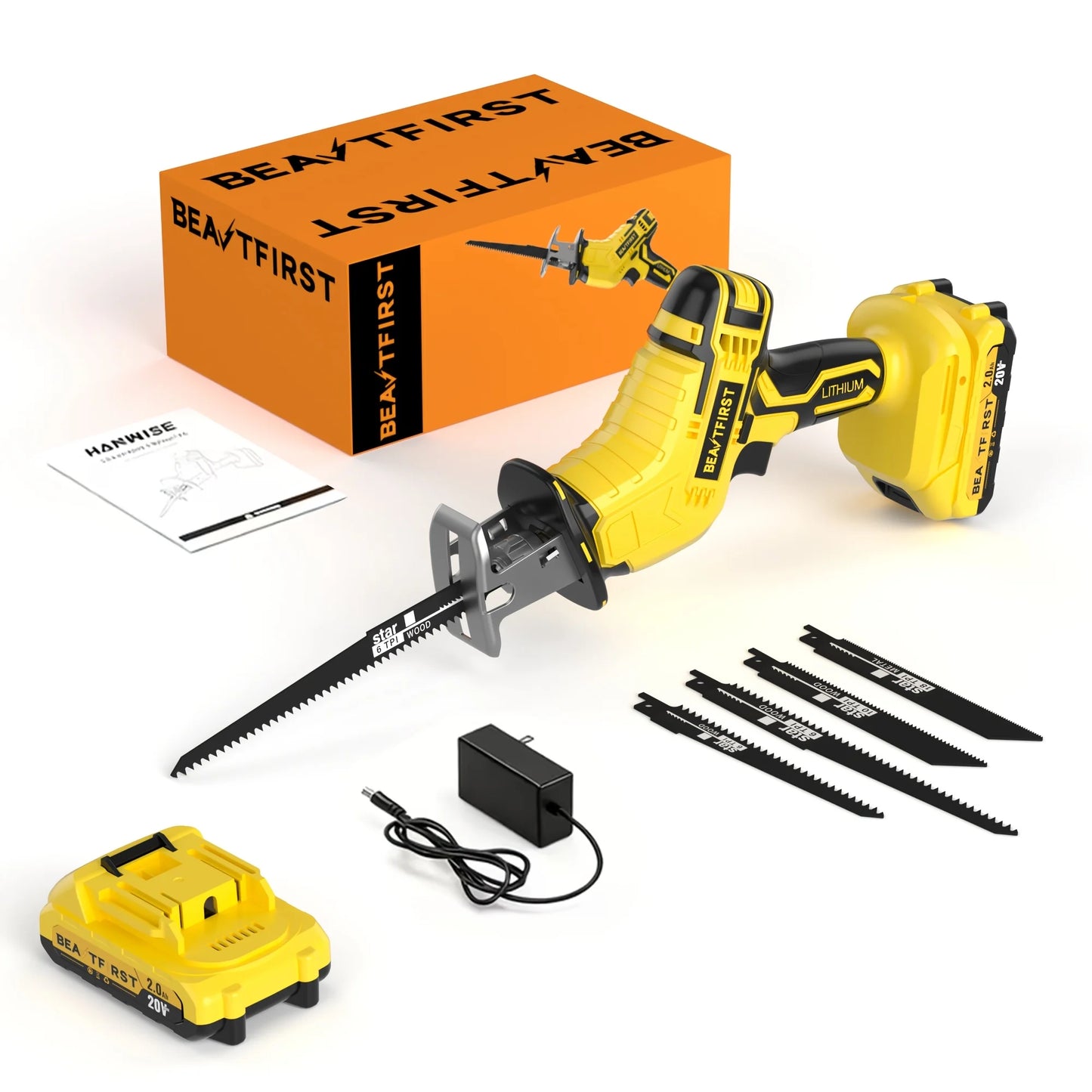150W Upgraded Brushless Reciprocating Saw — 0-3500 RPM Variable Speed Saw, featuring an SDS Quick-Release Chuck for Fast Bl