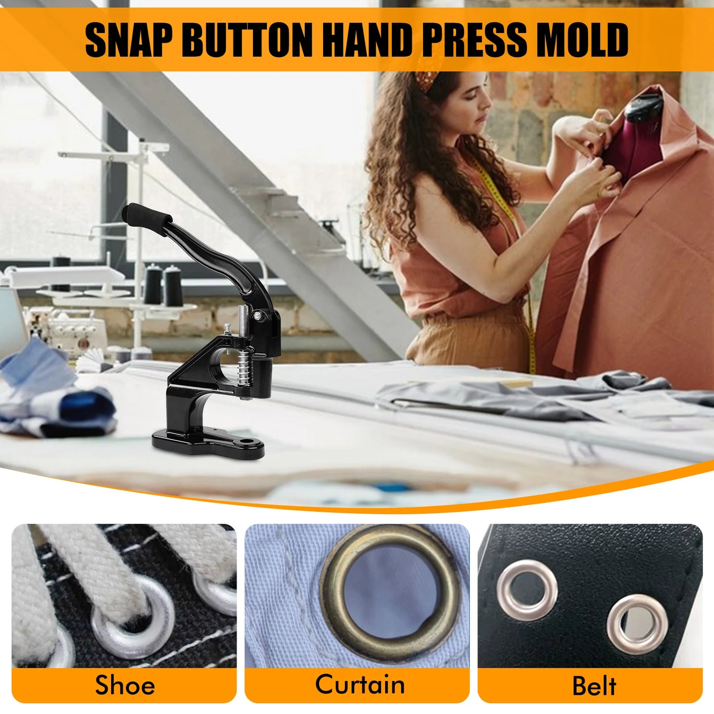 Manual Grommet Eyelet Machine DIY Hand Press Leathercraft Sewing Punch Tool with Dies+Grommets Versatile use