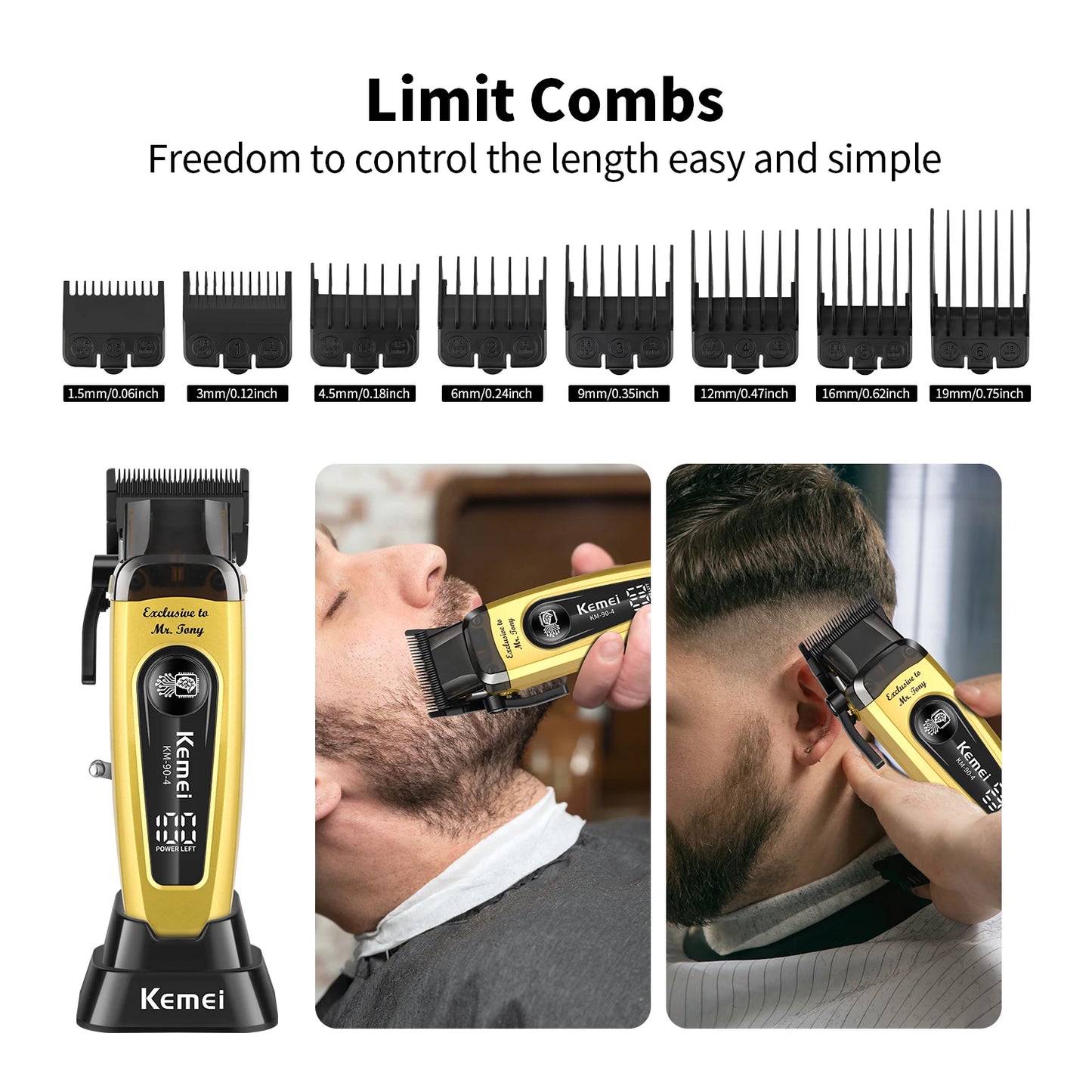Hair cutting machine hair clipper Professional Rechargeable USB 90-4  Hair Cutting Machine Electric Hair Clipper Cordless Barber Metal Trimmer for Men
