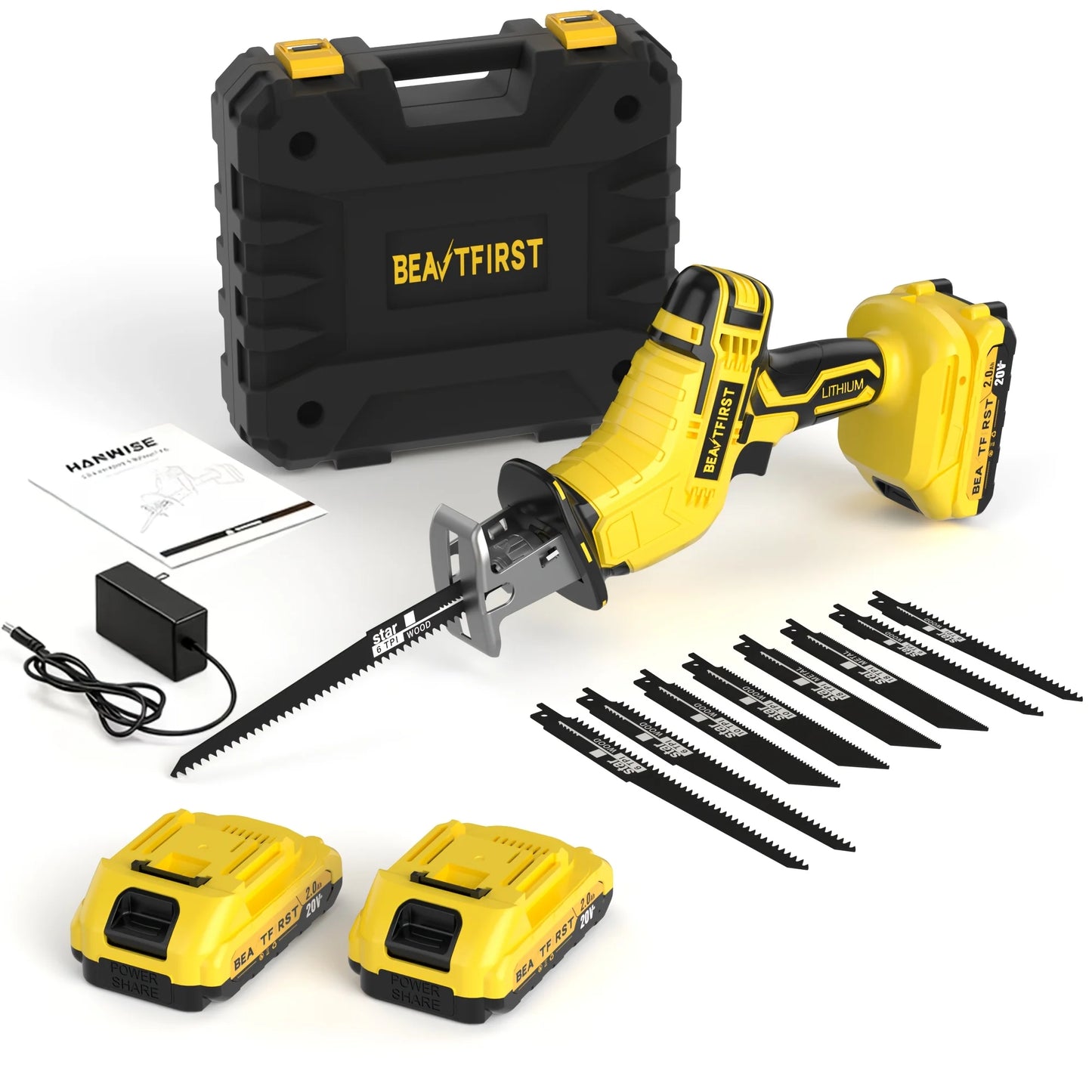 150W Upgraded Brushless Reciprocating Saw — 0-3500 RPM Variable Speed Saw, featuring an SDS Quick-Release Chuck for Fast Bl