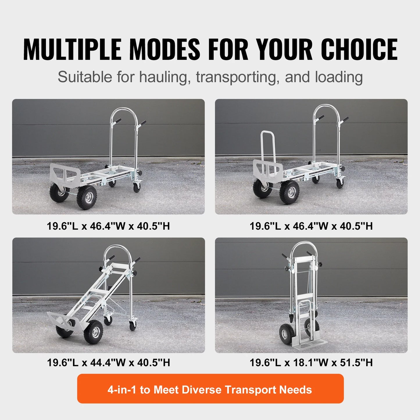 SucceBuy Aluminum Folding Hand Truck Heavy Duty Industrial Collapsible Dolly Cart for Moving in Warehouse Supermarket