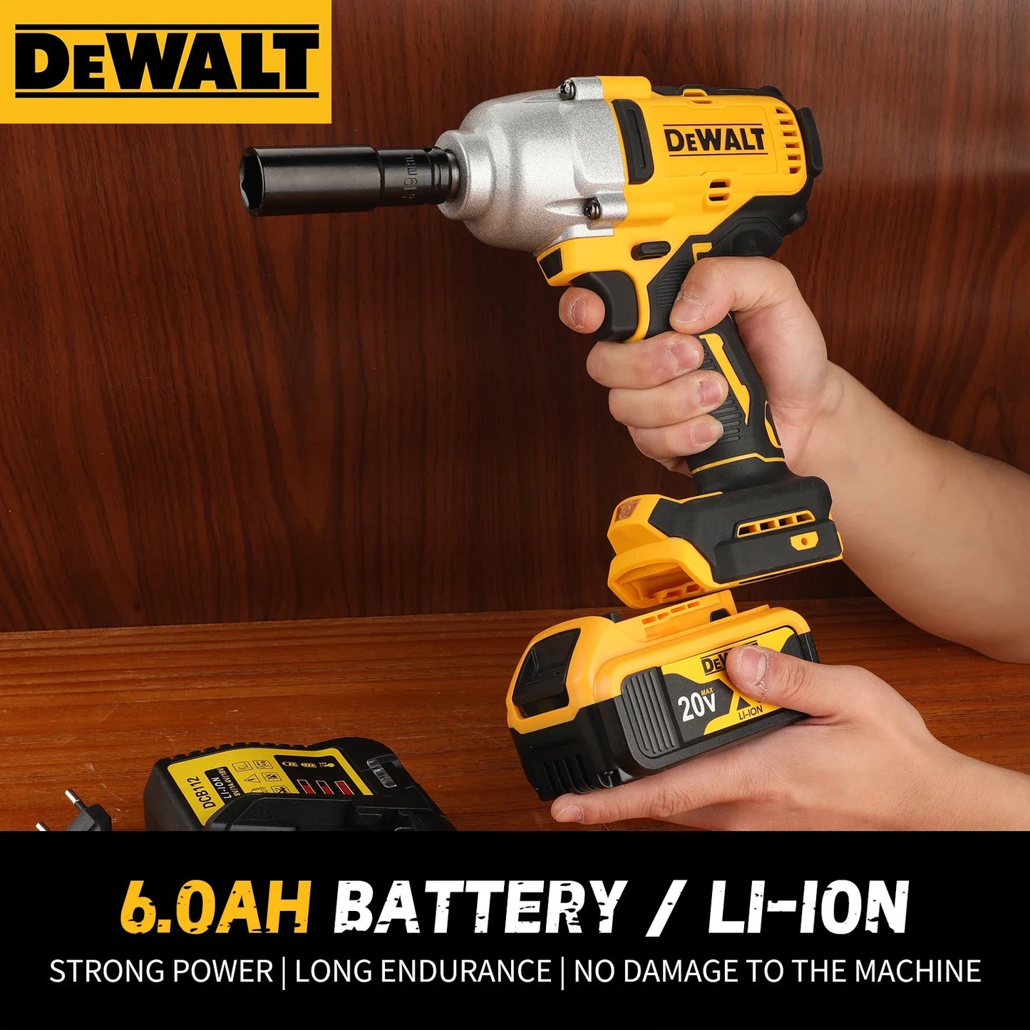 DEWALT DCB206 20V 6.0Ah Lithium Ion Battery, Rechargeable Backup Battery Pack for All DEWALT 20V Power Tools Ensuring Performance