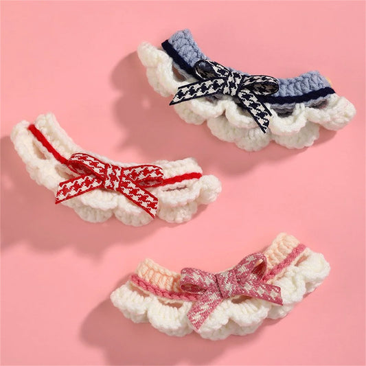Adorable Hand Knitted Bow Collar For Cats And Dogs