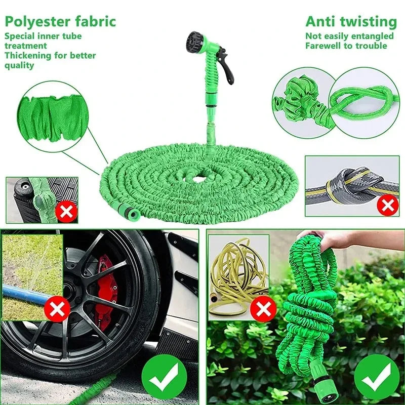 High Pressure Durable Retractable Magic Water Hose with Spray Nozzle Expandable Garden Hose for Car Washing Watering Plants Lawn Care Garden Irrigation Household Cleaning