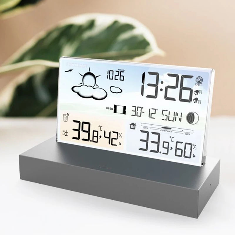 Digital Weather Station, Weather Forecast, Alarm Clock Indoor Outdoor Temperature & Humidity Meter Calendar, Sauna, Desktop Deco