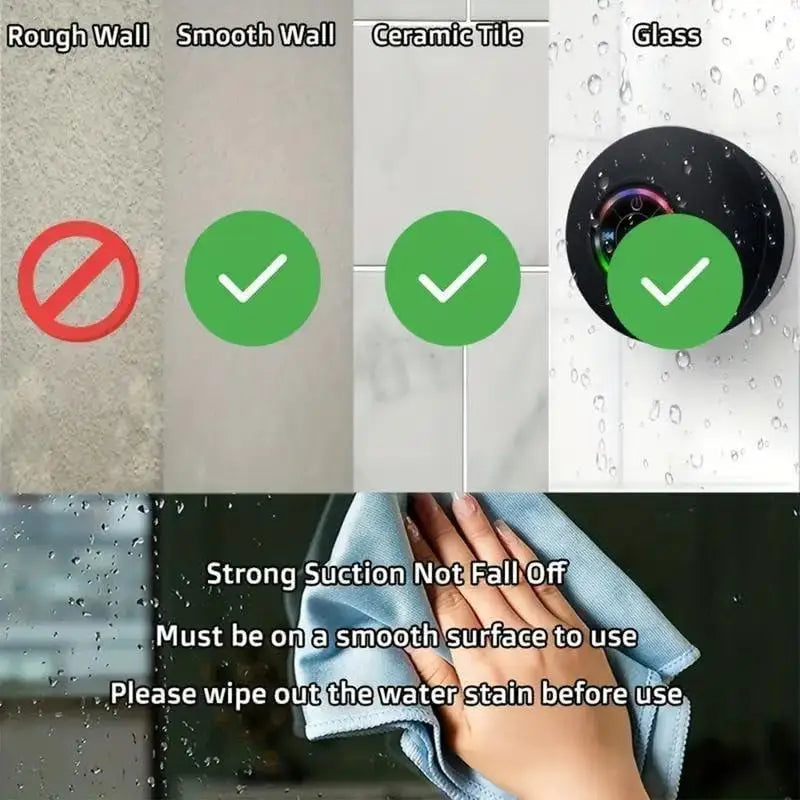 IPX6 Waterproof Speaker with LED Light Show Handsfree Call for Pool Party Camping Shower