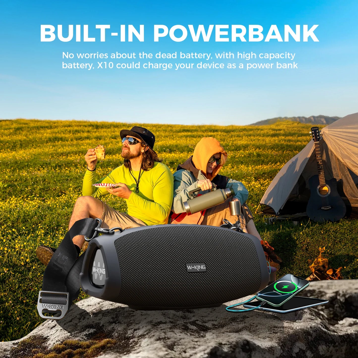 W King X10mic 120 Watt Portable Waterproof Bluetooth Speaker With Microphone