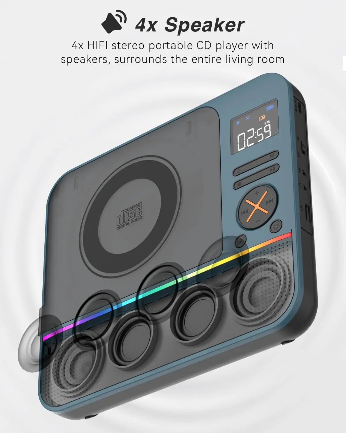 Monodeal Hi Fi Stereo Portable Cd Player With Bluetooth And Remote