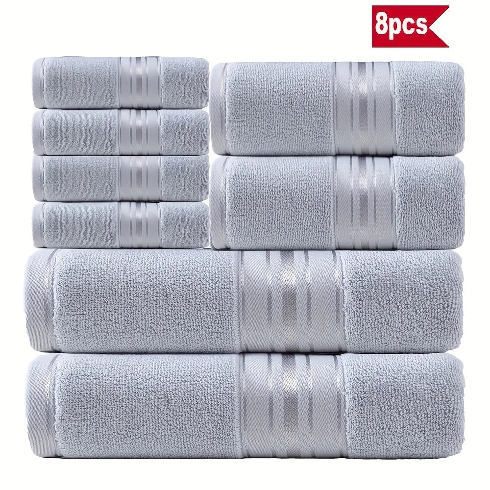 8 Piece Luxury Towel Set – Majestic Plush, Super Absorbent & Quicker-to-Dry, Thick 100% Ring Spun Cotton Towels for Bathroom, Spa & Hotel – 2 Bath, 2 Hand, 4 Washcloths