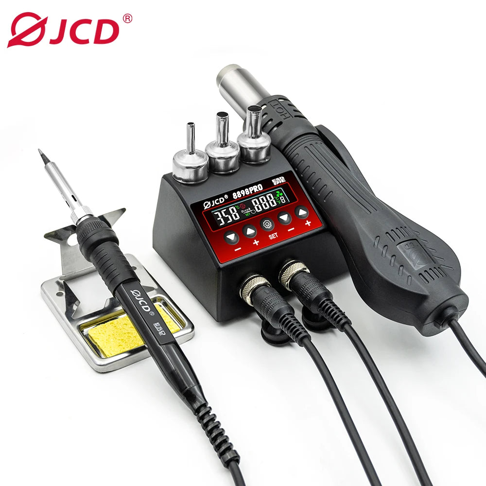 JCD 8898Pro Soldering Station 2 in 1 Hot Air Gun Solder Iron LCD Digital Display For Cell-Phone SMD BGA IC Repair Solder Tools