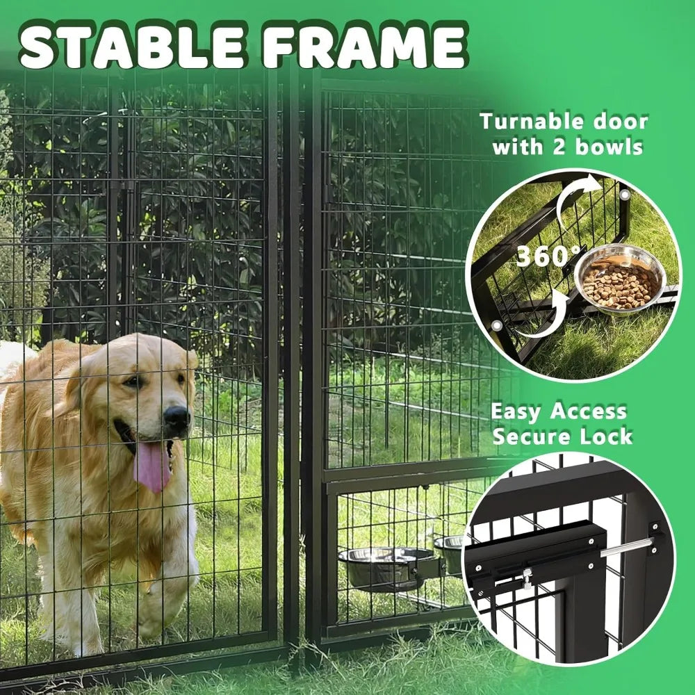 Heavy Duty Outdoor Dog Kennel With Double Latch And Sunshade Cover