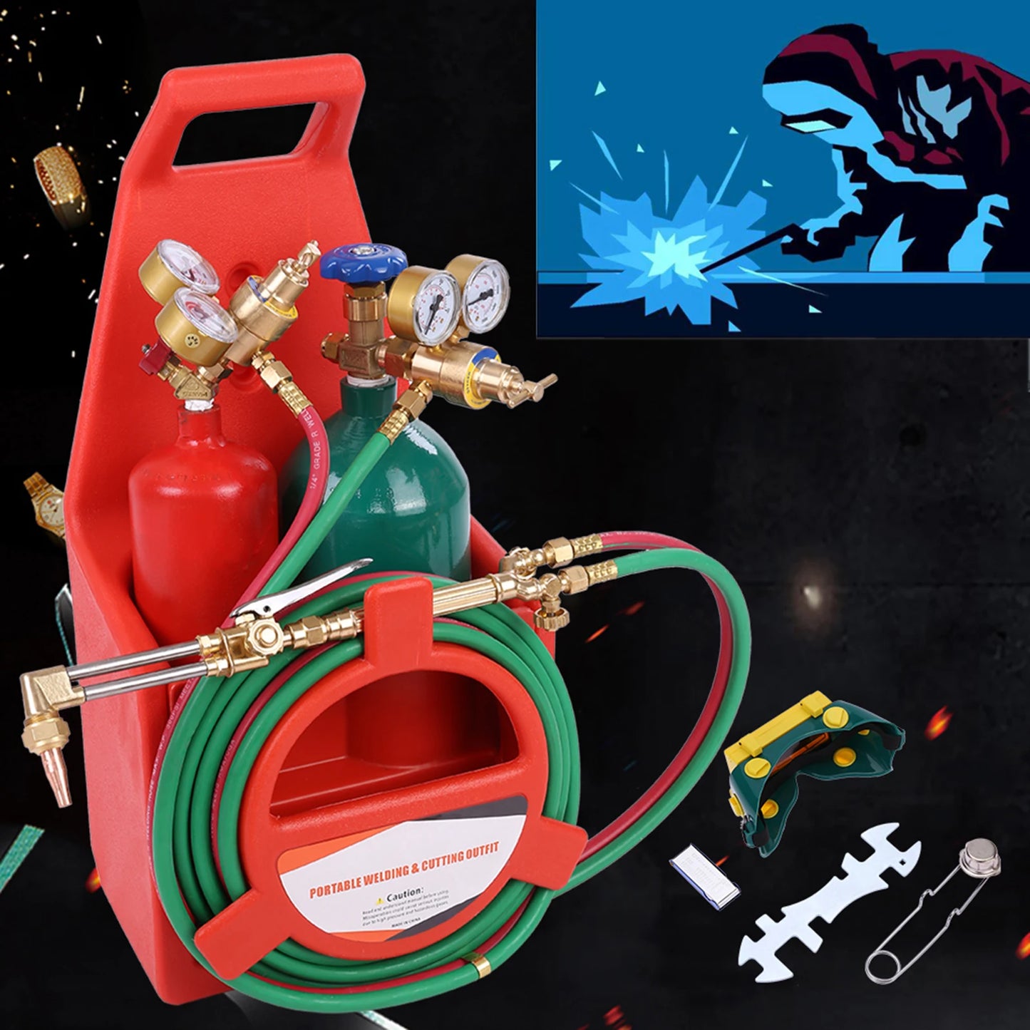 Portable Oxygen Acetylene Welding and Cutting Kit Cylinder Welding and Cutting Tools Portable Set
