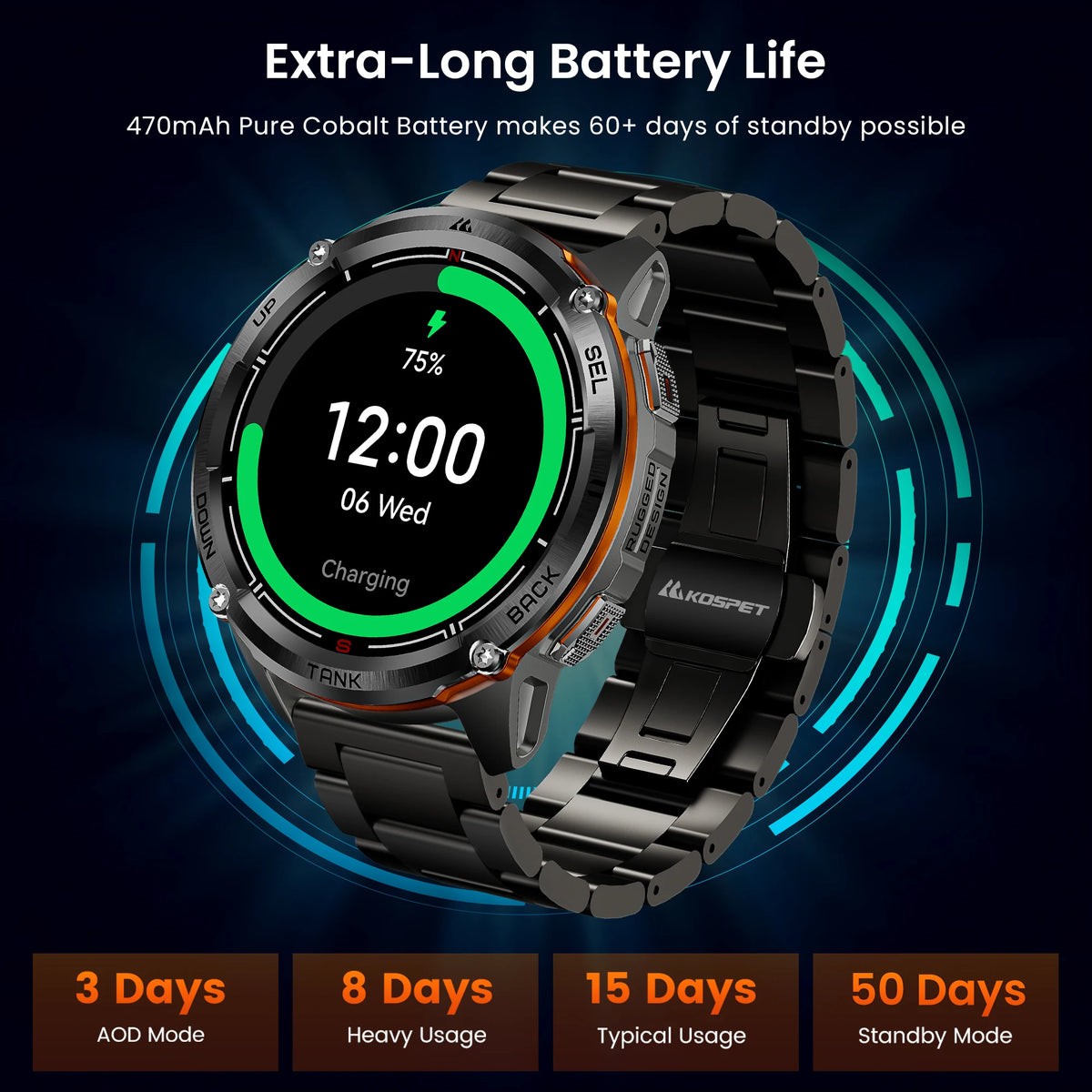 Kospet T3 Ultra GPS Smart Watch For Men With Altimeter