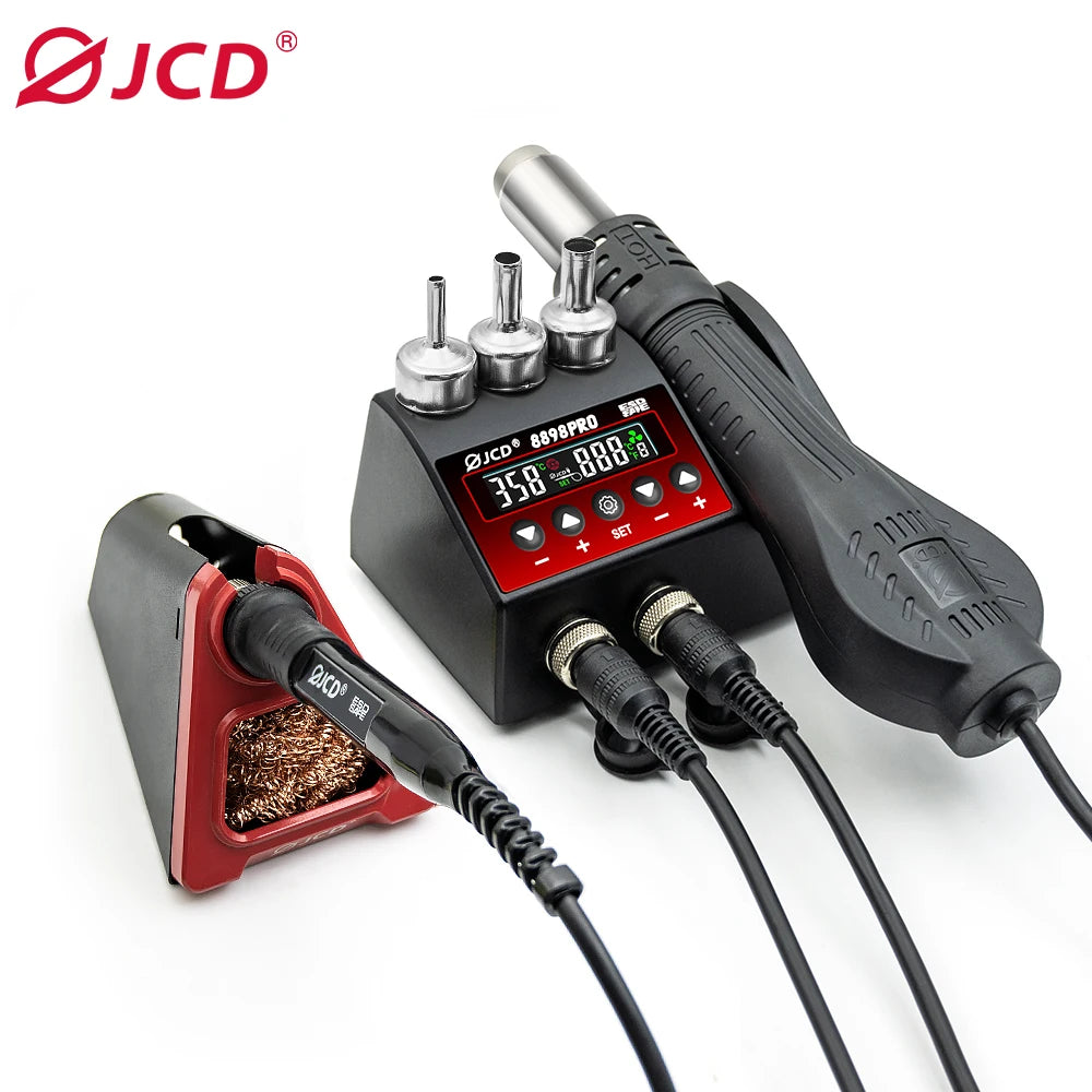 JCD 8898Pro Soldering Station 2 in 1 Hot Air Gun Solder Iron LCD Digital Display For Cell-Phone SMD BGA IC Repair Solder Tools