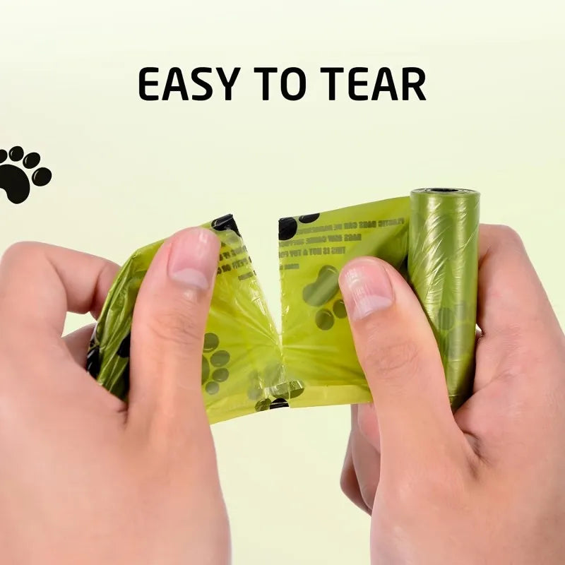 10Pcs Extra Thick Dog Poop Bags (22x30cm), Leak-Proof Paw Print Pet Waste Bags