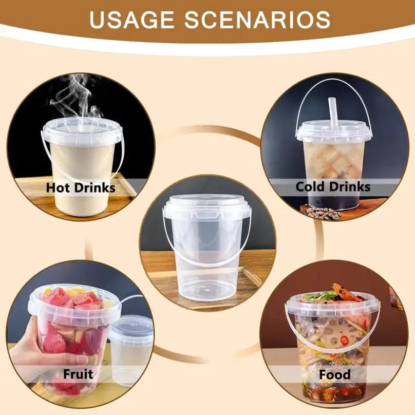 25 sets of 34-ounce plastic cups (with lids and straws) - disposable/reusable large fruit cups, fruit buckets with transparent cups, fruit salads, cold drinks, hot drinks, cakes, ice cream buckets, beach parties, vacations, p