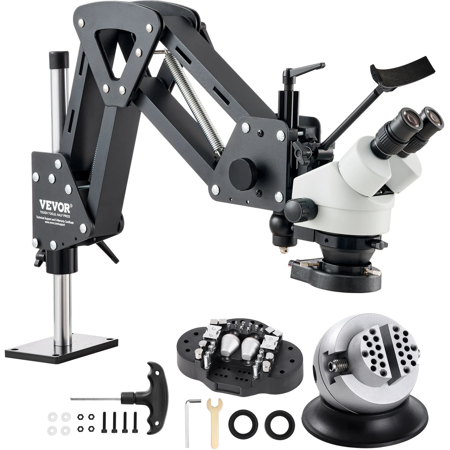 SucceBuy Multi-Directional Microscope Spring Bracket 7X-45X Magnification Jewelry Microscope Inlaid Stand Integrated LED Light