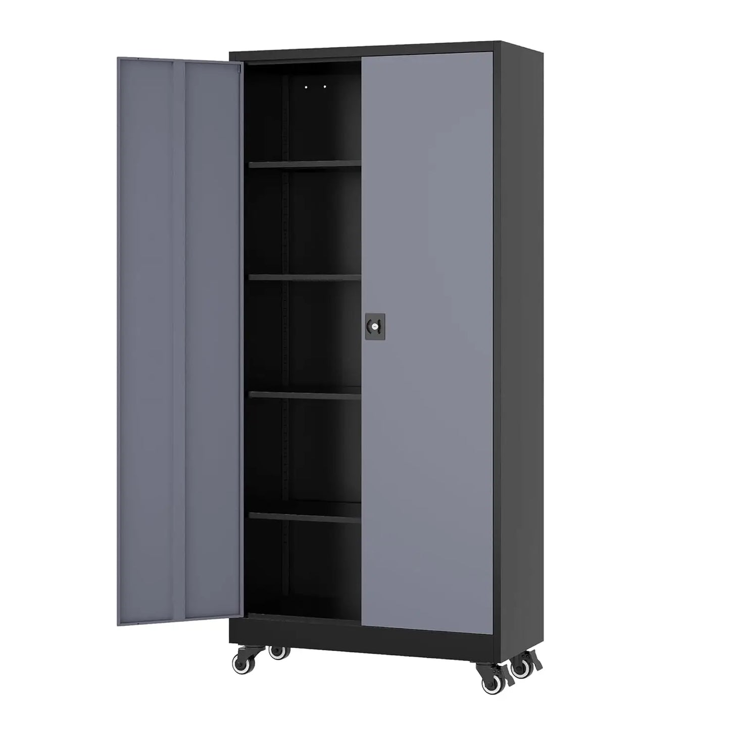 Metal Rolling Storage Cabinet-74.6” Tall Steel File Cabinets with Wheels Lockable Doors and Adjustable, Customized