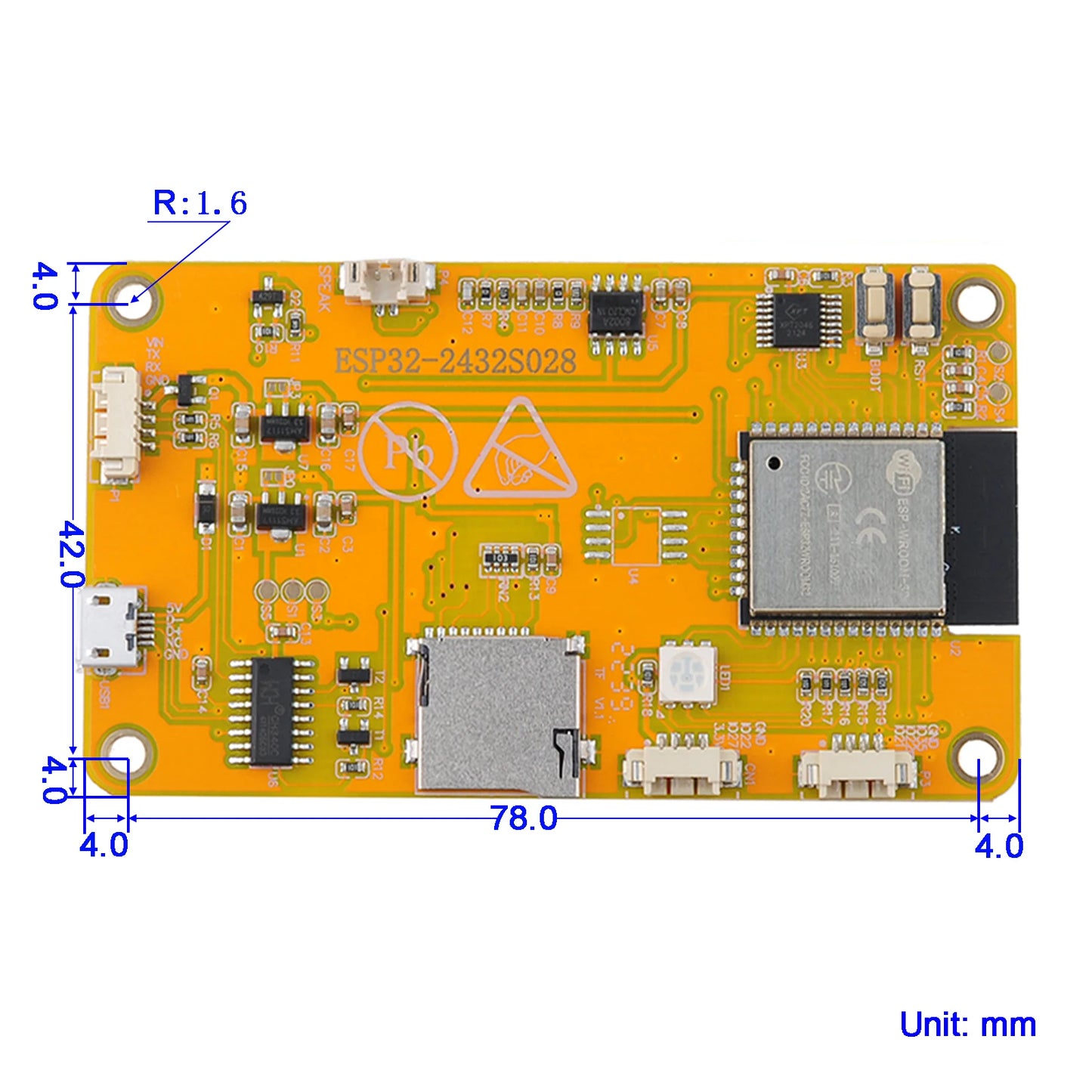 ESP32 2.8" Display Module ESP32-2432S028R WIFI+BT Dual-core LCD TFT 240X320 Resistive Touch Screen ILI9341 Driver for Arduino