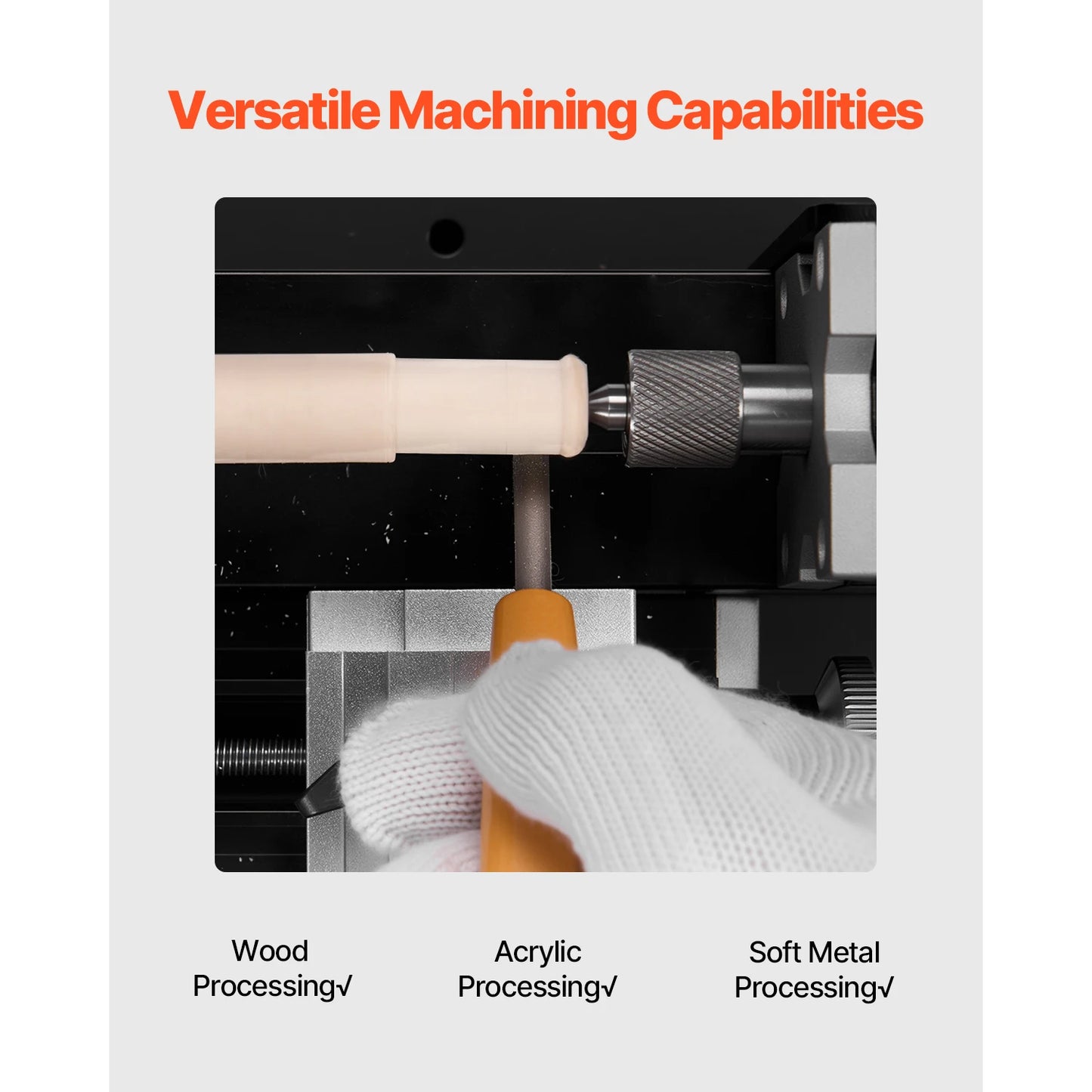 SucceBuy 2.76x5.12 in Mini Metal Lathe Machine 36W 20,000 RPM Speed + 3-jaw Chuck Aluminum Alloy for Processing Precision Parts