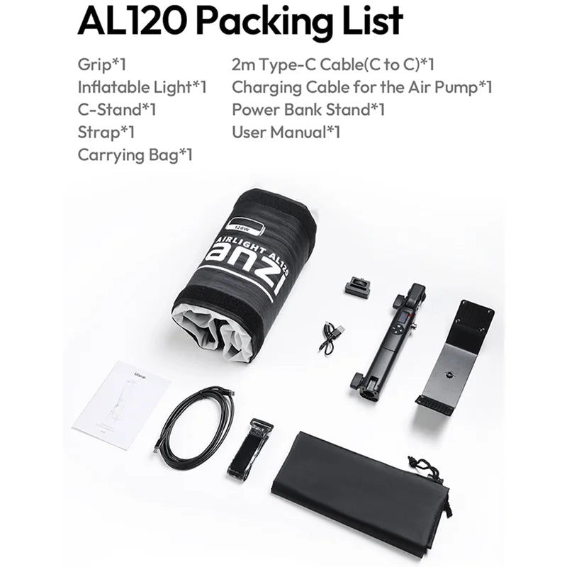 Ulanzi AL60 AL120 68W 136W Inflatable Air Tube Light APP Control LED Light 2700K-6500K Bi-Color Handheld Light for Photography