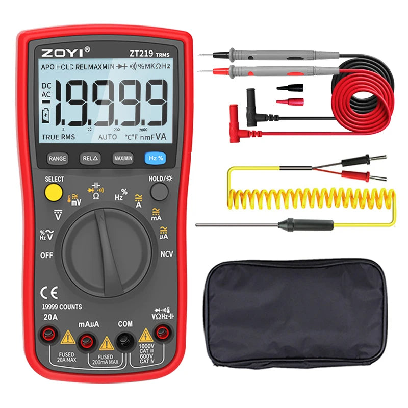 ZOYI ZT-219 Digital multimeter 19999 count true effective value multimeter AC/DC ammeter voltmeter professional voltage tester