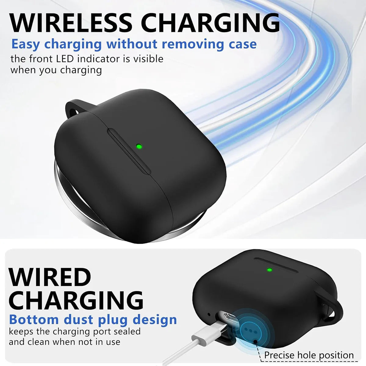 Ceeslin Shock-Absorbing Silicone Case For Airpods 4 With Keychain