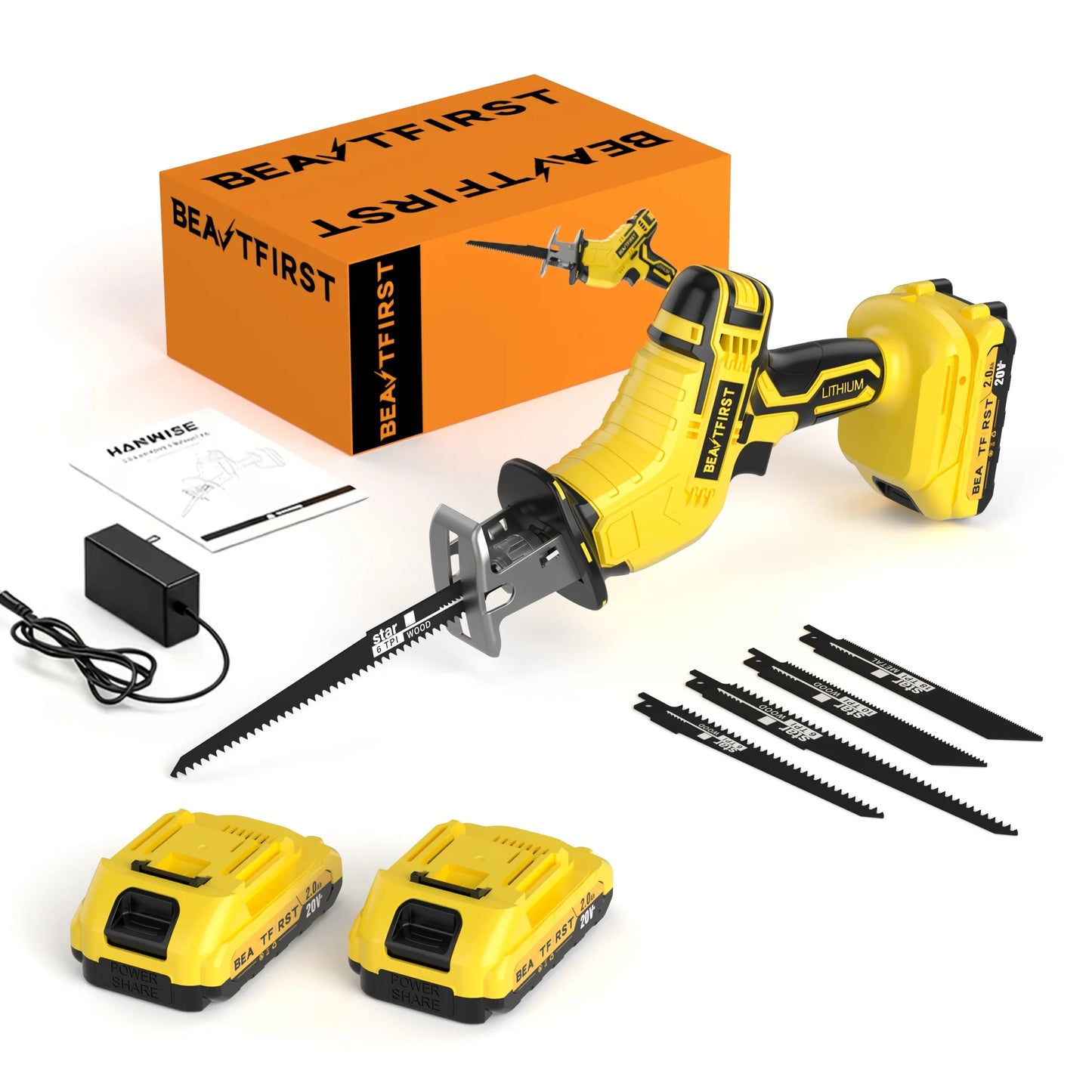 150W Upgraded Brushless Reciprocating Saw — 0-3500 RPM Variable Speed Saw, featuring an SDS Quick-Release Chuck for Fast Bl