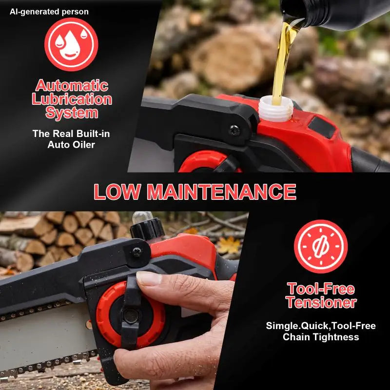XYSD 8" & 6" Mini Chainsaw Cordless, Portable Handheld Electric Chainsaw with 2x3.0Ah Batteries, for Wood & Tree Cutting