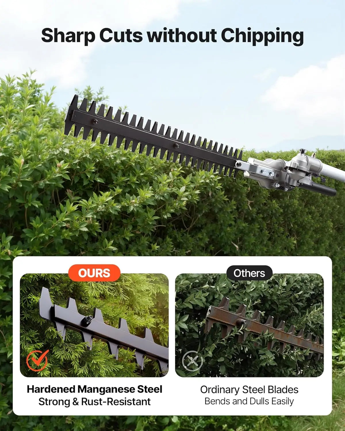 Gas Hedge Trimmer, 2 Cycle Gas Power Handheld Hedge Trimmer, 5-in-1 63cc Cordless Weed Eater with Protective Gear Set