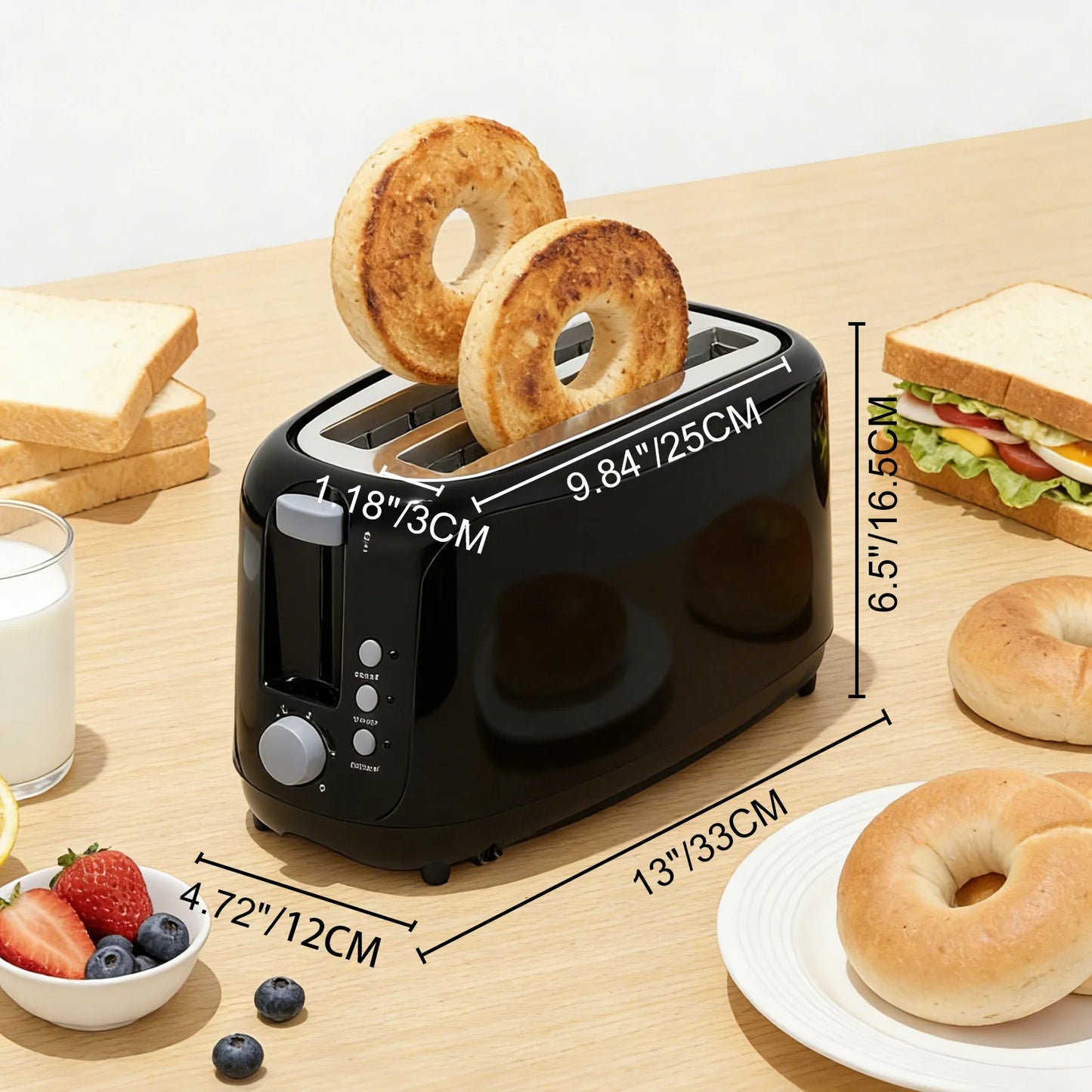 4 Slice Extra Long Slot Toaster with 6 Browning Levels & Defrost/Reheat Functions