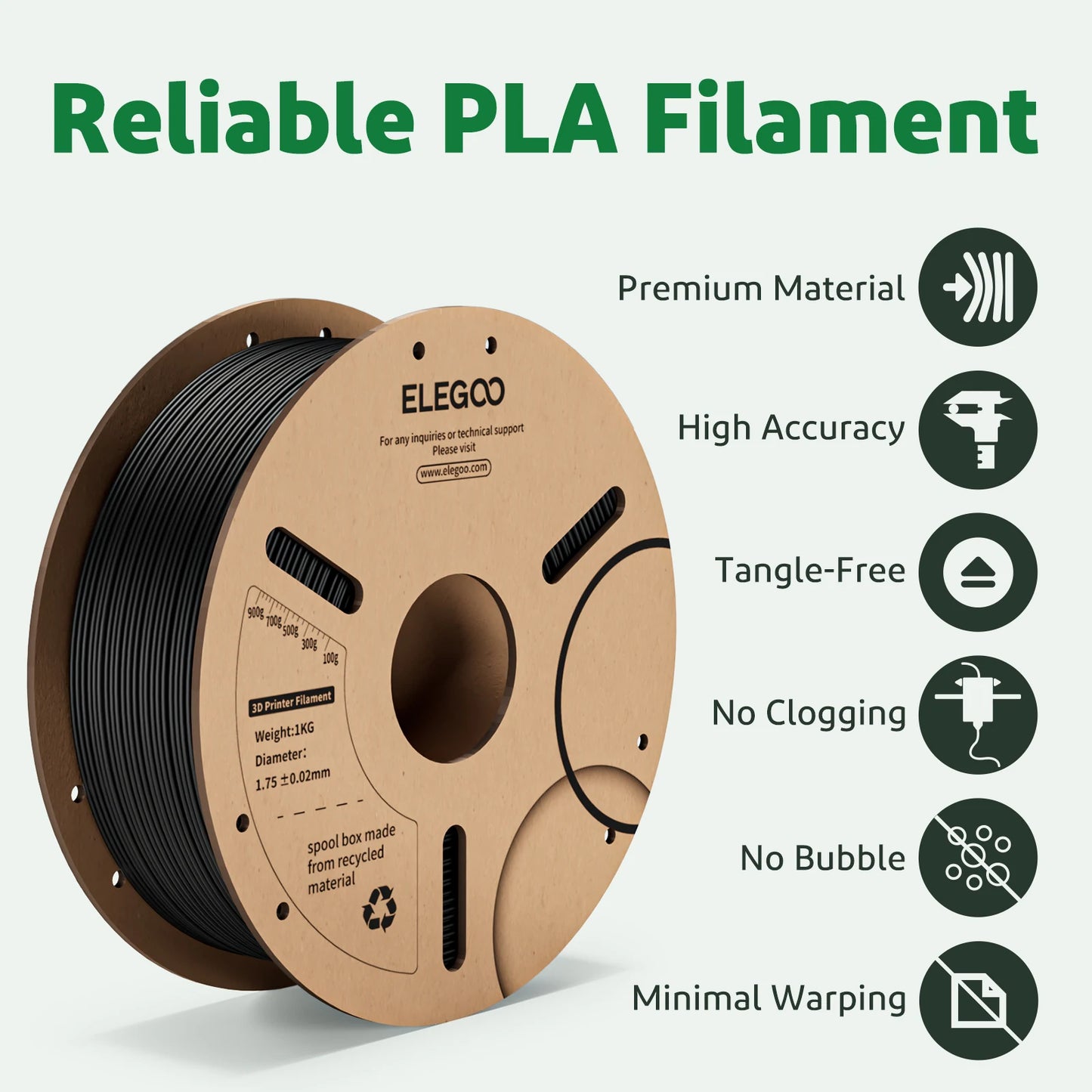 ELEGOO 4KG/5KG/10KG PLA+ Filament 1.75mm 3D PLA for FDM Printer