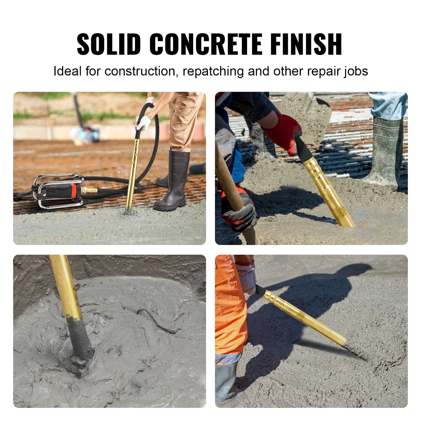 SucceBuy Electric Concrete Vibrator 1300W 16000 VPM 2HP Copper Motor Handheld Portable Pencil Remove Air Bubble and Level