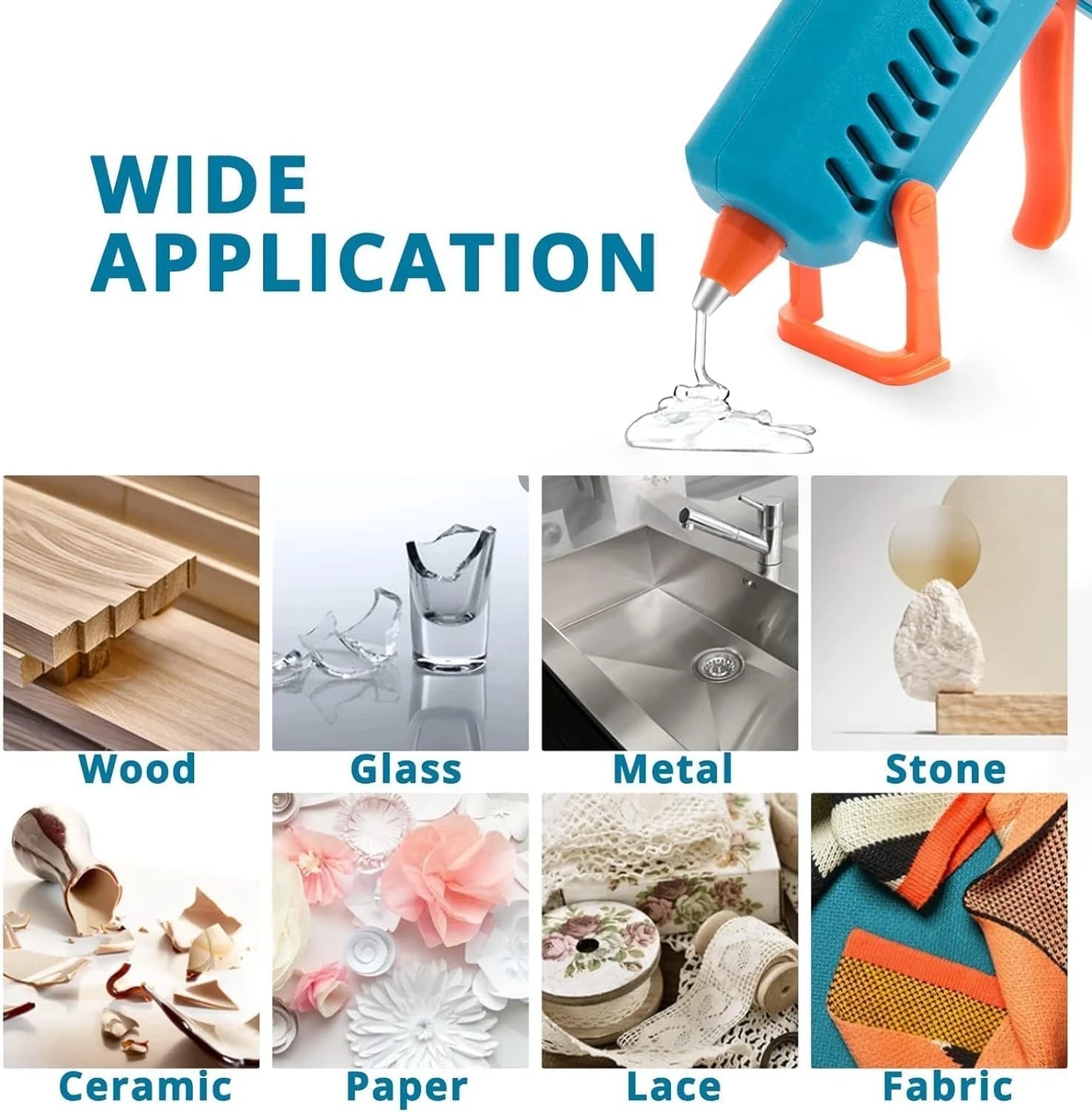 100Pcs Hot Glue Sticks 0.27' X 5.5' (7mm X 140mm) Clear Mini Melt Glue Sticks Compatible with All Temperature Glue Guns - Strong Bond EVA Adhesive for Crafts Wood DIY Home Repair School Projects