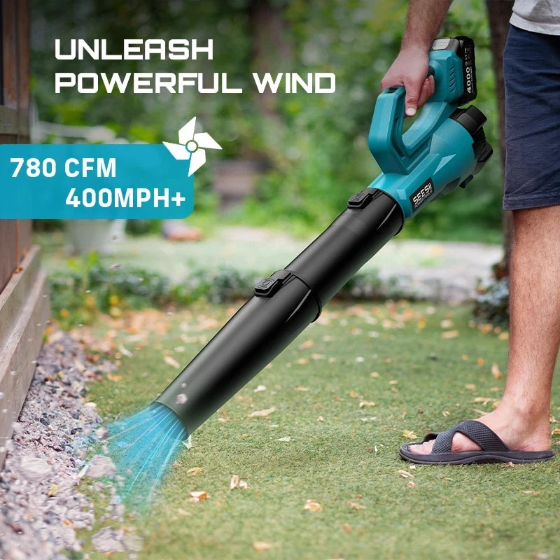 Seesii 900000RPM Brushless Electric Turbo Blower 780CFM Cordless Leaf Blower for snow Lawn Care Debris For Makita 18v BatteryPin