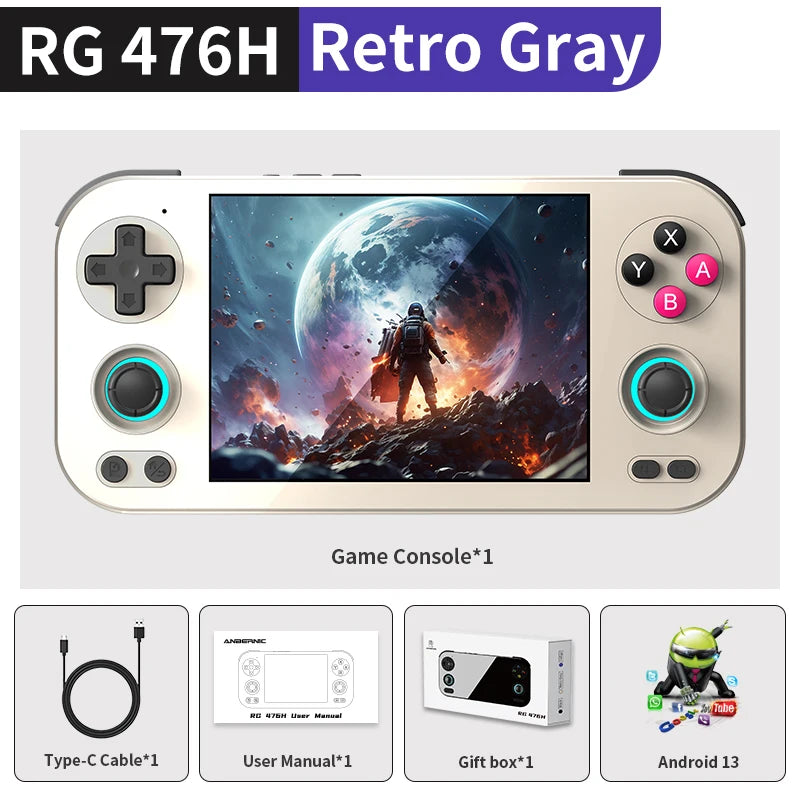 ANBERNIC RG 476H Android Handheld Game Console 4.7"HD Multi-touch Full Screen Hall Triggers Wifi Retro Video Games Player RG476H