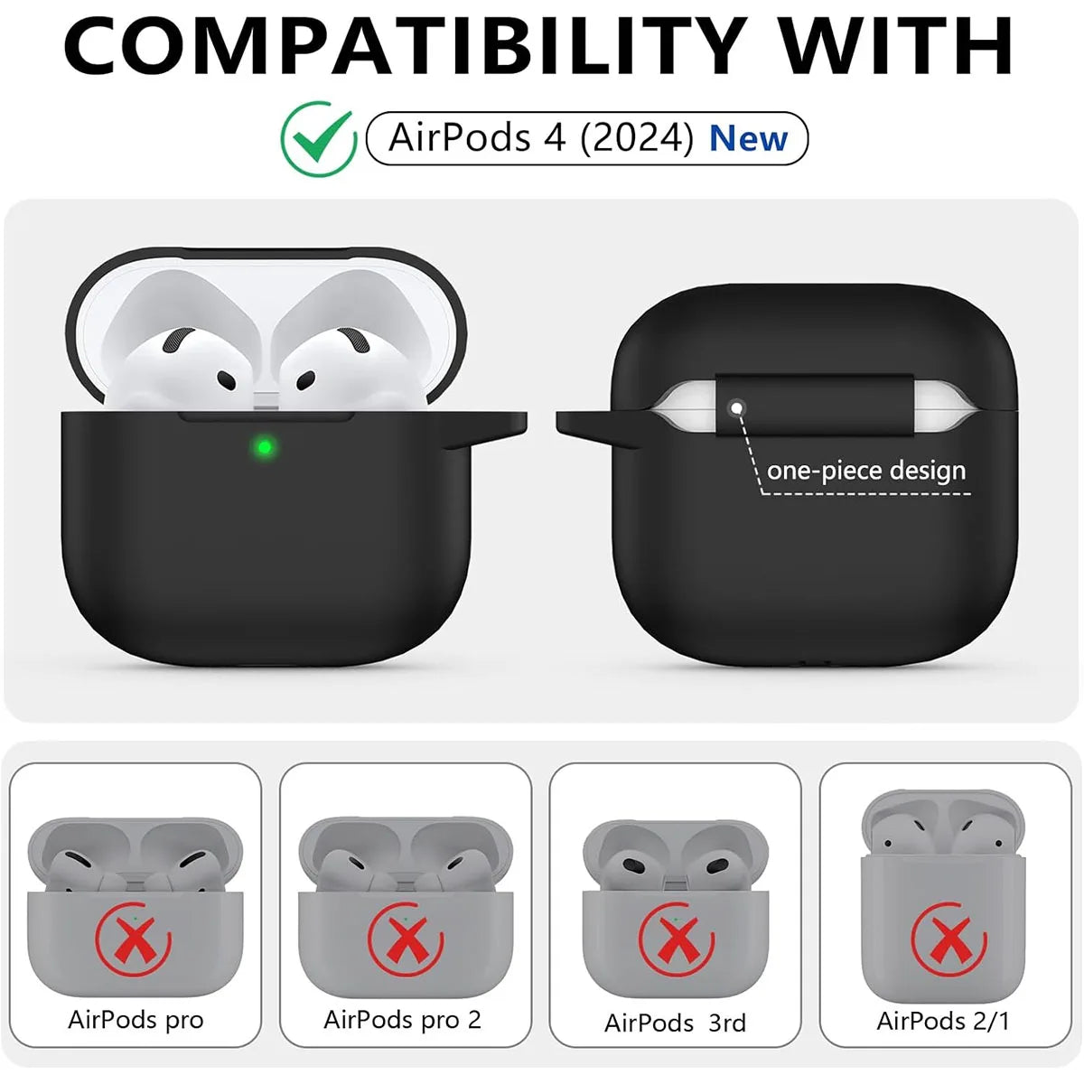 Ceeslin Shock-Absorbing Silicone Case For Airpods 4 With Keychain