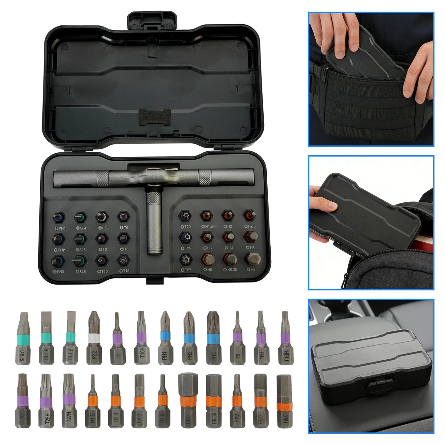 42-in-1 Magnetic Screwdriver Set T-handle Multifunctional Ratchet Screwdriver Bit Kit for Household DIY Bicycle Repair