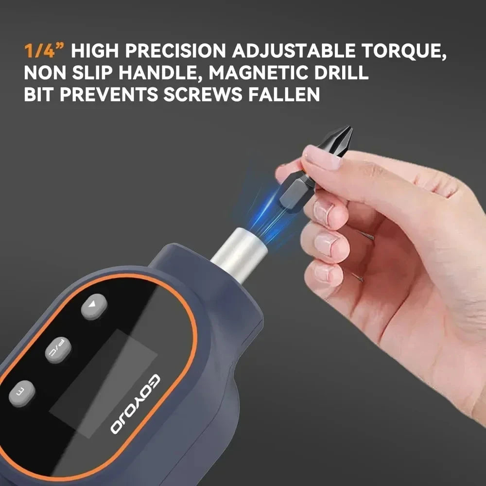 GOYOJO Torque Screwdriver Digital 7.08–70.8 in-lb / 0.8–8 Nm, 1/4" Adjustable Screwdriver Torque Wrench Set with Buzzer/Magnetic Bits Notification for Bike Repairing, Tools, Maintenance and Mounting