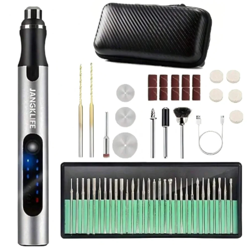 Cordless Rotary Tool Set - Rechargeable Engraving Pen with Adjustable Speeds, Portable Woodworking Kit for Sanding, Polishing, Drilling & Etching, 280mAh Battery, Carving Pen，Engraving, DIY Crafts
