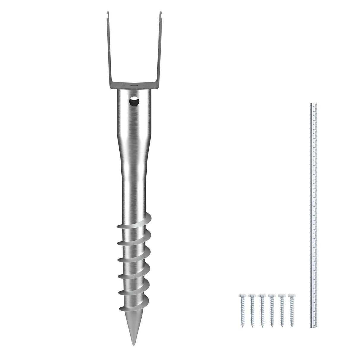 Heavy Duty Steel Ground Anchor Screw Post Stake With Clamp