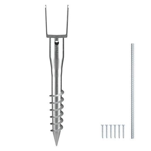 Heavy Duty Steel Ground Anchor Screw Post Stake With Clamp