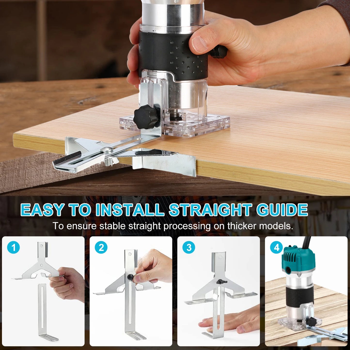 Electric Trimmer Wood Router Woodworking Trimming Milling Engraving Slotting Machine US 110V Linear guide rail