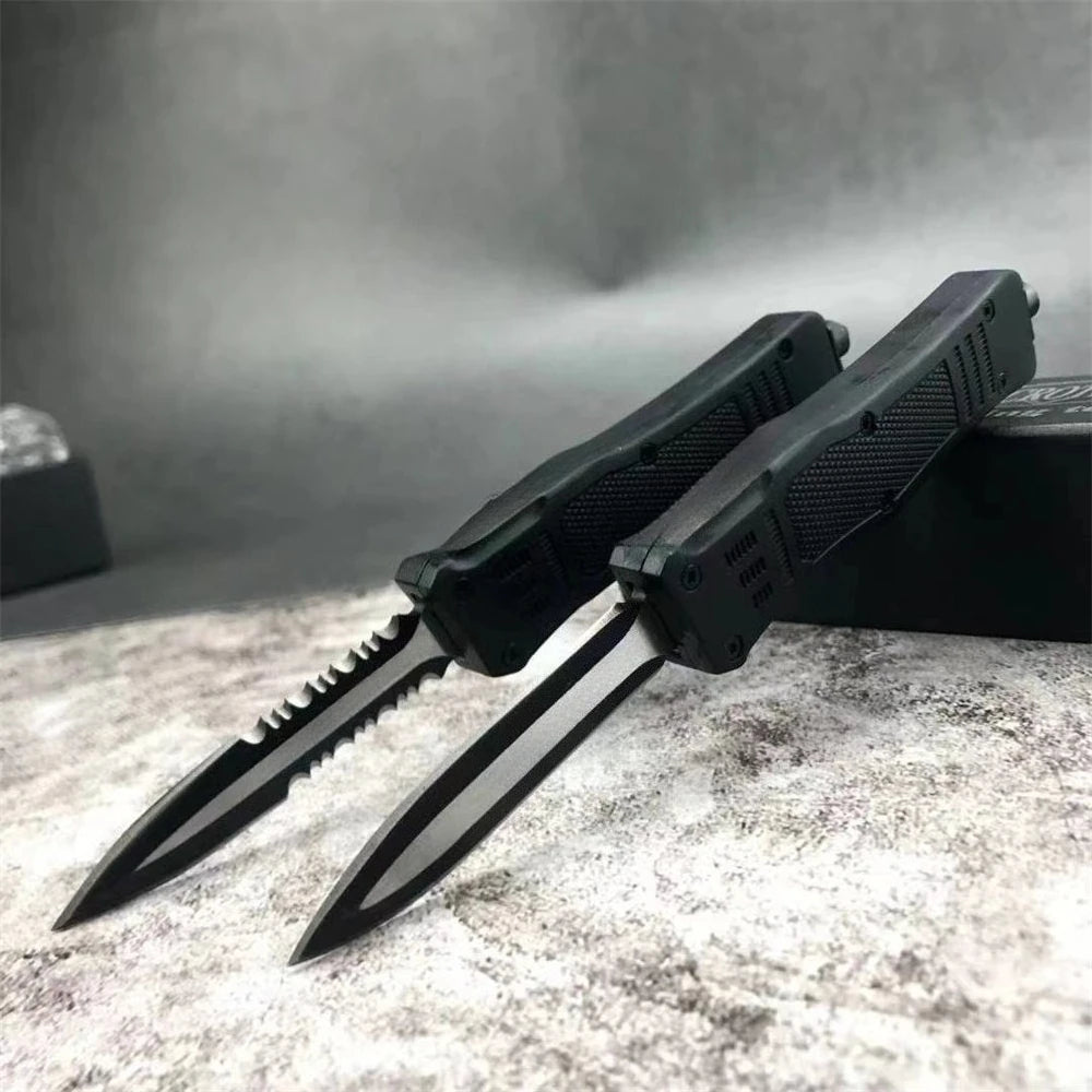Multi-functional Outdoor Tactical Folding Knife with Tanto Blade, Black Zinc Alloy Handle, Pocket Clip, EDC Rescue Survival Tool