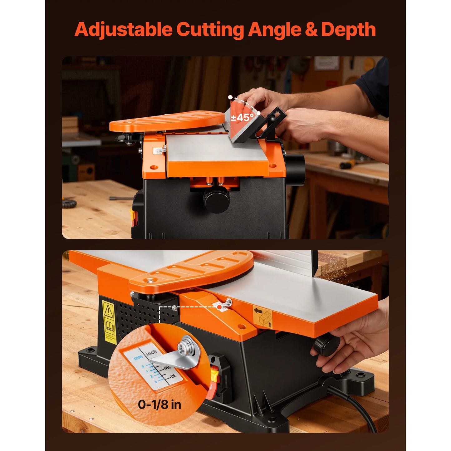 SucceBuy 6in 2HP 12000 RPM Benchtop Jointer 6 x 23 in Cast Aluminum Table Up to 1/8in Depth Adjustable Fence for Woodworking DIY
