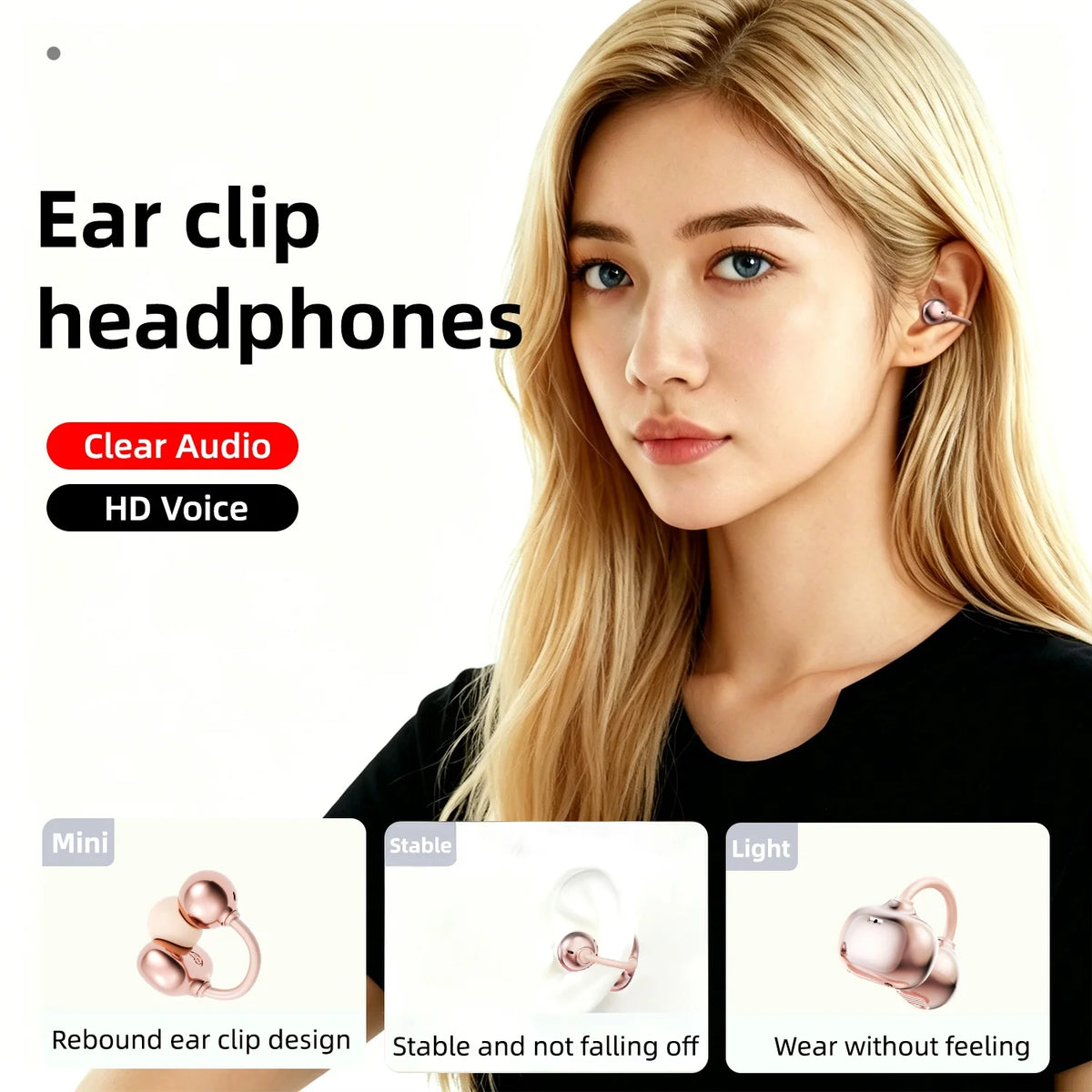 Shuke Open Ear Clip Wireless Bluetooth Headphones Noise Cancelling