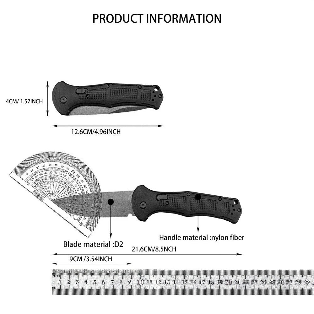 Portable Outdoor Pocket Knife D2 Blade Nylon Fiber Handle Camping Fruit Folding Knife EDC Jungle Hiking Adventure Survival Tool